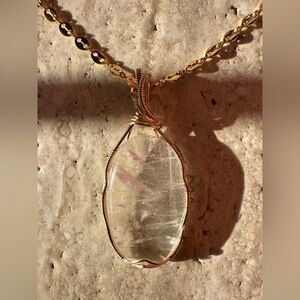 14k Gold Filled Quartz Crystal Necklace Pendant